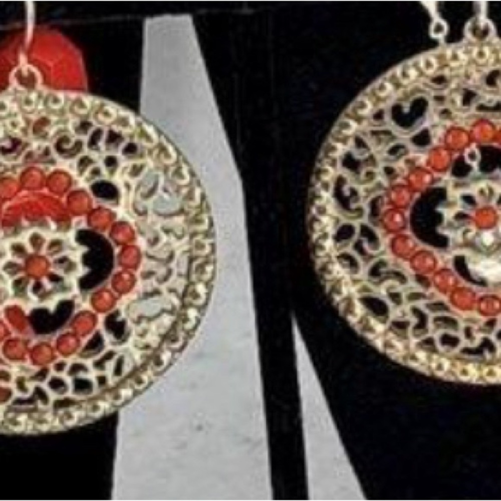 Kendra Scott Gold and Red Circle Earrings